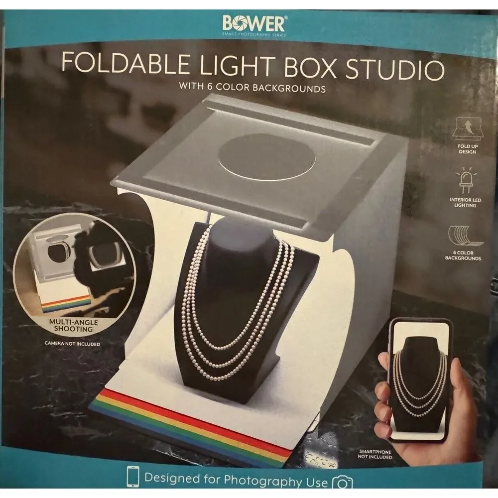 Foldable Light Box Studio w/Six Color Backgrounds, Product Spotlight Photography